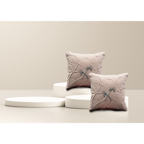 Hand Embroidered Cushion Cover Flap Zip  LIGHT GRAY