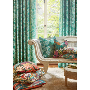 GOA JADE GREEN LEAVES MAHARAJA PT PRINTED CURTAIN CUSHION COVER FABRICS