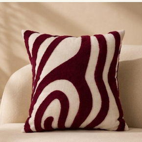 Organic Wave Cushion Cover – 16x16 Inch  Forest & Ivory  JV130E