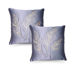 CUSHION COVER VELVET GOLD LEAF EMBROIDERY