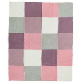 Transfer Knit Baby Blanket Ivory, Vanilla Grey Melange, Dull Rose, Bubblegum Pink