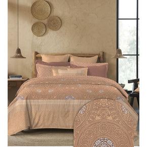 SANSKRITI LIPAN ART CHESNUT  COTTON BEIGE KING SIZE  BED SHEET