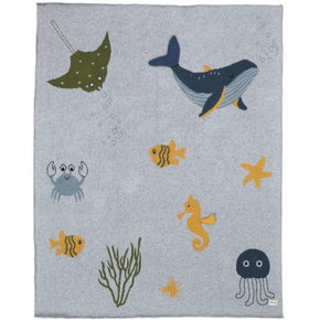 Wonders of the Sea Baby Blanket  Tea Grey, Blue Grey, Honey Gold, Sage & Soft Grey