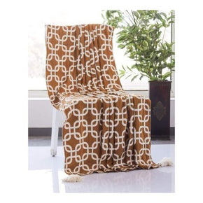 Stroke Knitted AC Throw Blanket BRONZE AND NATURAL 100% COTTON