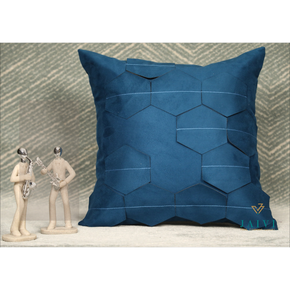 Geometric Colour Block Designer Cushion Cover BLUE