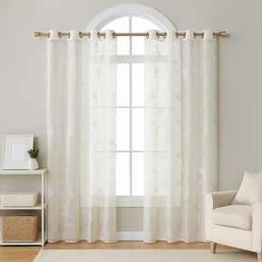 ELEGANT 32505 FLORAL Embroidery Sheer  Curtain Fabric