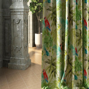PRINTED CURTAIN FABRICS ADVENTURE RED PARROT GREEN BLUE