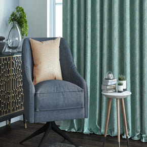 AZORE JACQUARD POLYESTER CRIS-CROSS BLUE MAIN CURATIN FABRICS