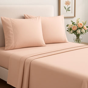 Oscar 100% cotton double bedsheet set : 400 114A Peachy keen SM