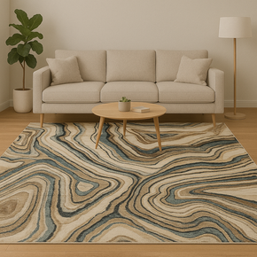 CALYPSO CARPET  ZIGZAG BLUE GRAY W