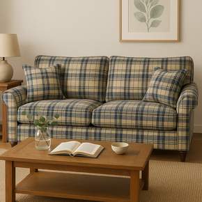 CINTHIA CHECK UPHOLSTERY CHECK BLUE  BLACK FABRCIS