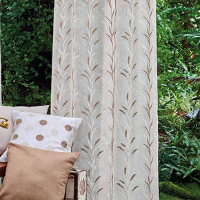 CROWN  EMBROIDERY  POLYESTER SHEER BROWN WHITE  LEAF CURTAIN FABRICS