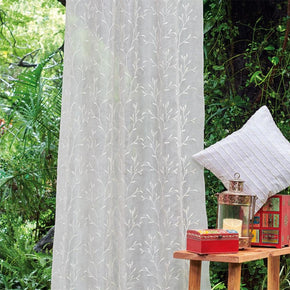 CROWN EMBROIDERY POLYESTER LEAF SHEER CURTAIN FABRICS