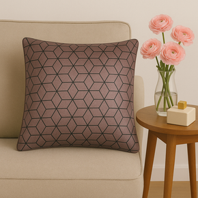 POLI SILK FABRIC EMBROIDED GEOMETRIC CUSHION