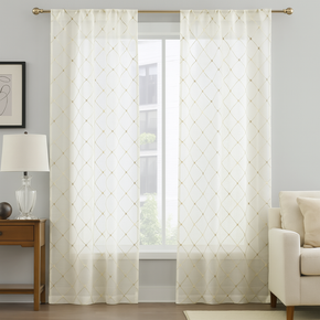 ELEGANT 32537 Embroidery Sheer  Curtain Fabric