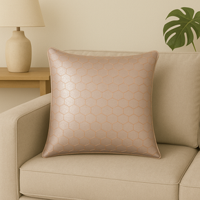 POLY SILK FABRIC GEOMETRIC EMBROIDED CUSHION COVER