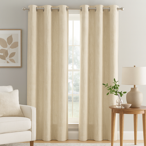 Premium Ready Curtain – Metallic Sheen Texture Beige Mist Design