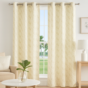 Elegant Floral Embroidered Eyelet Curtain – 100% Polyester, Premium Ready-Made Panel