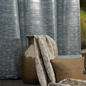 DIMENSION POLYESTER STRIPES BLUE MAIN CURTAIN  FABRIC