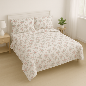ELDORA AW BEDSHEET SUPER  KING SIZE RED BLUE FLOWER  COTTON