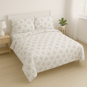 ELDORA AW BEDSHEET FLORAL GRAY PRINTED SUPER KING SIZE COTTON BEDSHEET