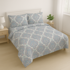 ELDORA AW SUPER KING SIZE  BEDSHEET COTTON GEOMETRIC BLUE