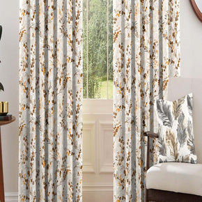 EXPRESSION PRINT BIG LEAF BROWN MAIN CURTAIN  FABRIC