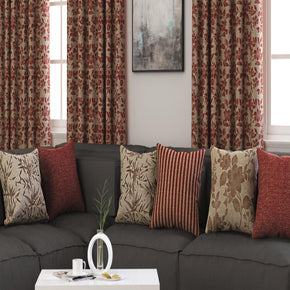 FORTUNE  JACQUARD  BIG FLOWER  RED MAIN CURTAIN FABRICS