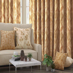 FOREST JACQUARD DIAMOND ALLOWER BROWN  MAIN CURTAIN FABRICS