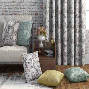 FOREST  JACQUARD SMALL LEAF ALLOWER  GRAY MAIN CURTAIN FABRIC