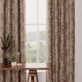 GLOSTER JACQUARD POLYESTER MAIN CURTAIN  LEAF BROWN FABRIC