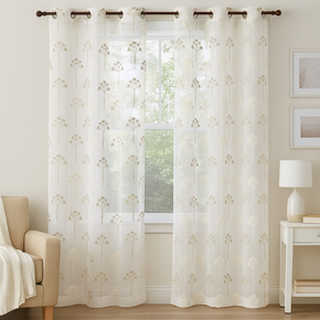 ELEGANT 32512 LEAVES Embroidery Sheer  Curtain Fabric