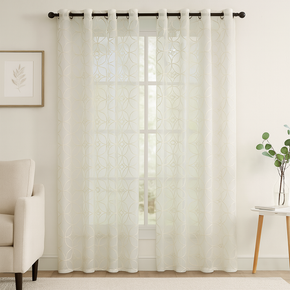 ELEGANT 32509 Geometric  Embroidery Sheer  Curtain Fabric