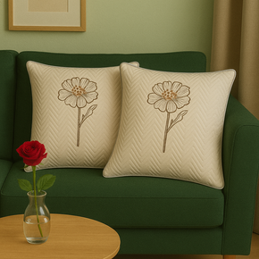 VELVET SEQUINCE EMB FLOWER CUSHION COVER