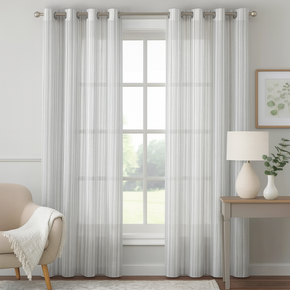 Stunning Sheer Curtain Fabric stripe Design 31444