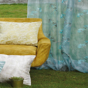 KALAHARI EMBROIDERY POLYESTER TREE LIGHT BLUE  SHEER CURTAIN FABRIC