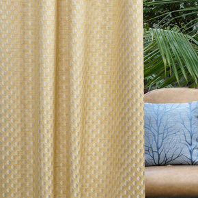KONARK JACQUARD CIRCLE YELLOW POLYESTER  MAIN CURTAIN FABRICS