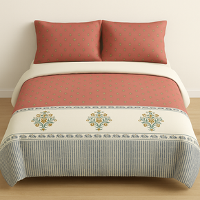 LAVENDER SUPER SOFT PRINTED MAHROON GEOMETRIC SUPER KING SIZE  BEDSHEET