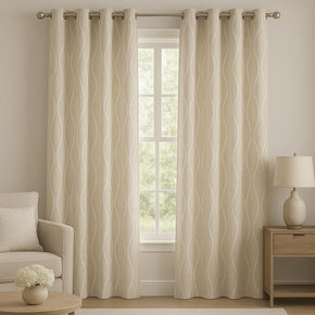 MORRIS WAVY DESIGN READY LIGHT GOLD  MADE CURTAIN