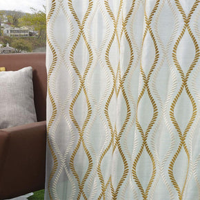 MORRIS EMBROIDED POLYESTER  SHEER CURTAIN WAVES FABRIC 31101