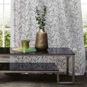 MORRIS POLYESTER EMBROIDERY COTTON LEAF ALOWER SHEER CURTAIN  FABRIC