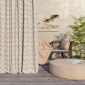 NATURALS POLYESTER GEOMETRIC OFF WHITE CURTAIN FABRIC 464