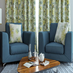 NATURE PRINT POLYESTER  SHEER CURTAIN FABRICS ROSE YELLOW GRAY FLOWER
