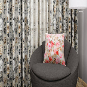 NATURE  PRINT POLYESTER ROSE FLOWER DESIGN SHEER CURTAIN FABRICS
