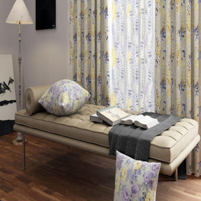 NATURE PRINT POLYESTER LEAF MAIN BLUE YELLOW  MAIN CURTAIN FABRIC