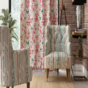 OCEAN PRINT POLYESTER Big flower bird MAIN CURTAIN  FABRIC
