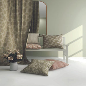 RIVERSIDE CHECK GREEN FLORAL CURTAIN FABRICS