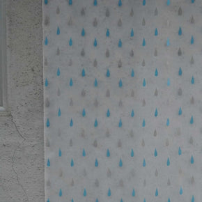 SINTRA EMBROIDERY DROPS BLUE GRAY  SHEER FABRIC 29018