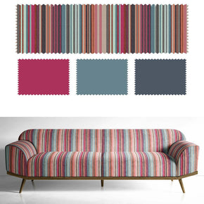 VELVET STRIPES POLYESTER CHECK RED  UPHOLSTERY VT II - 211