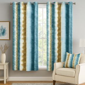 BARCELONA POLYESTER PRINT STRIPE MAIN CURTAIN FABRIC